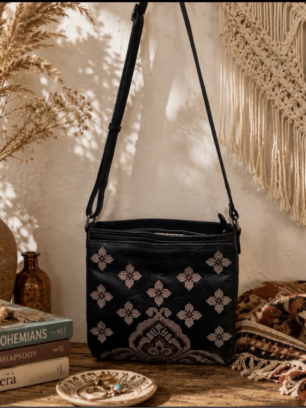 Brighton oslo anik embroidered Crossbody leather Bag Scandinavian inspired